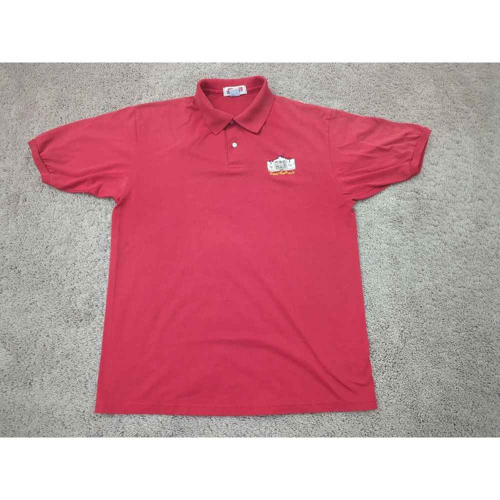 Vintage Jerzees Polo Shirt Mens Large San Antonio Embroidered Alamo Texas